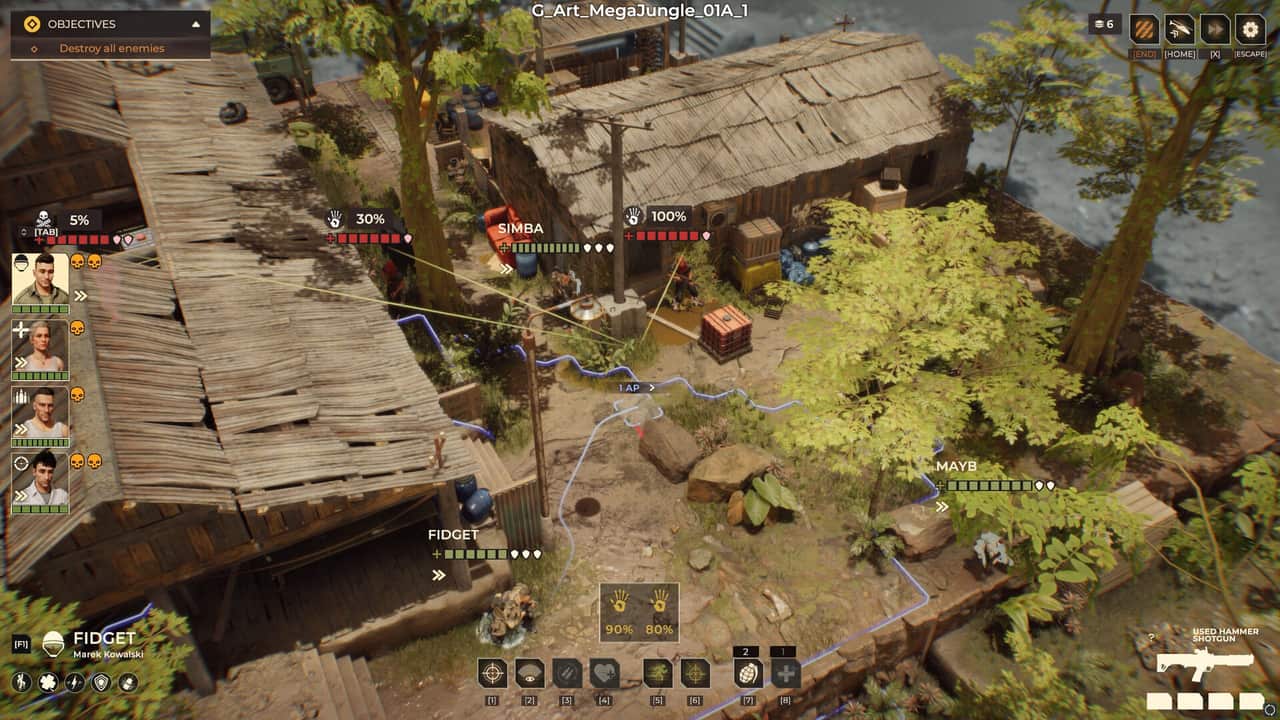 Warhounds mercenary squad in a turn-based tactical battle